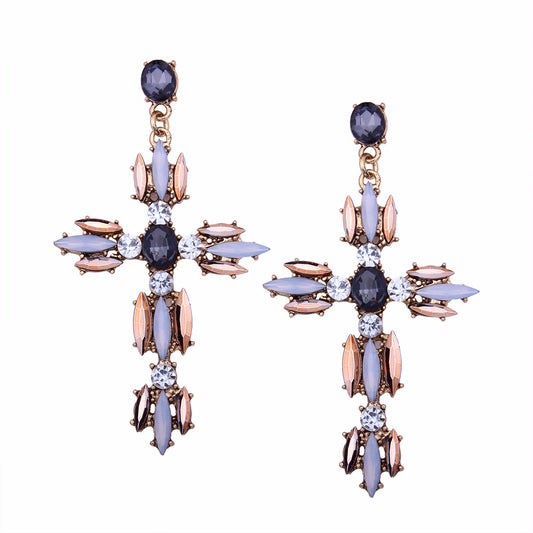 Embellished Cross Earrings