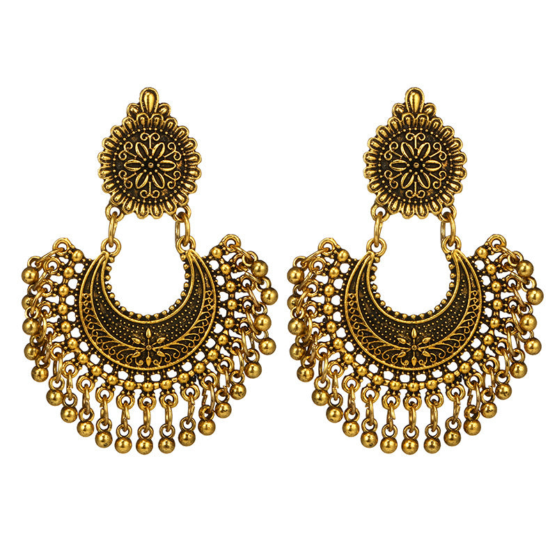 Gold Beaded Drop Earrings 