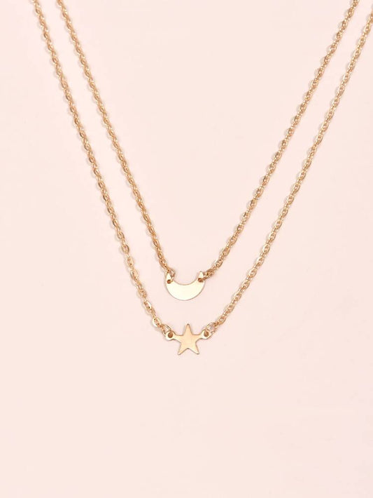 Gold Moon and Star Necklace