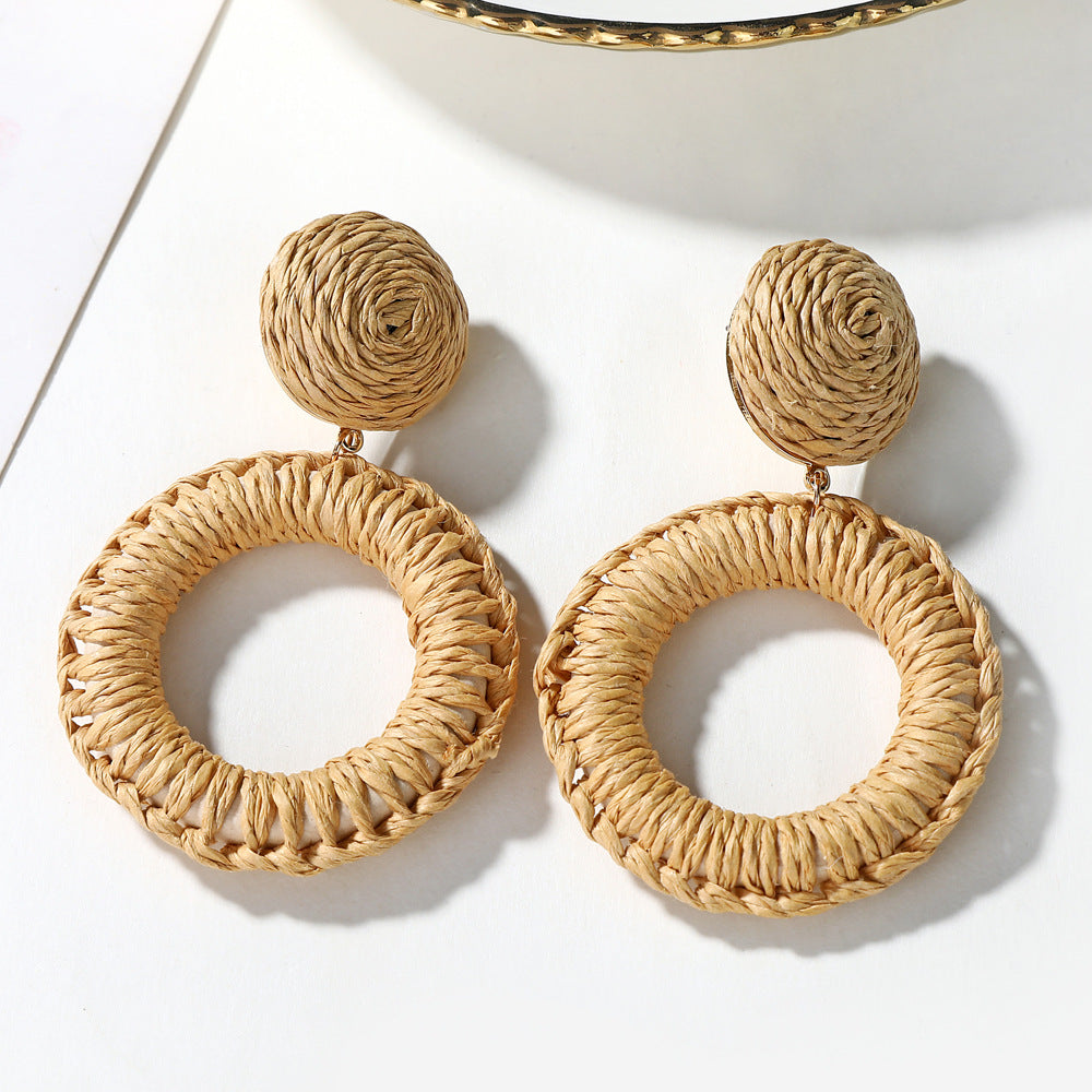 Matte Rattan Hoops